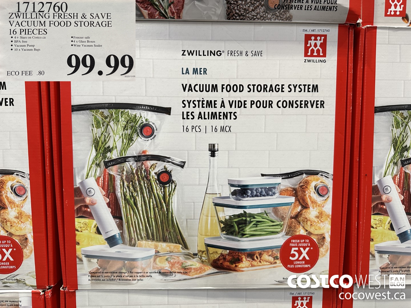 1712760 ZWILLING FRESH & SAVE VACUUM FOOD STORAGE 16 PIECES $99.99