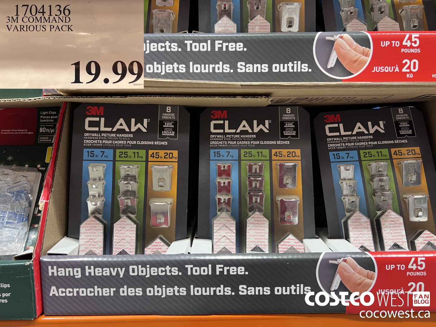 1704136 3M COMMAND VARIOUS PACK $19.99