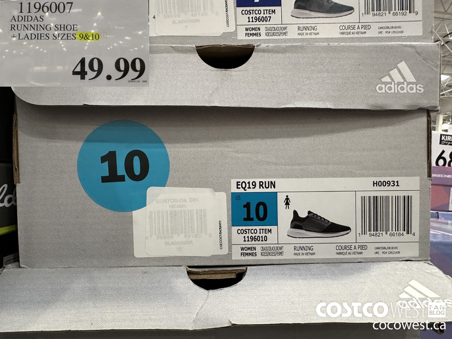 1196007 ADIDAS RUNNING SHOE LADIES SIZES 9 & 19 $49.99