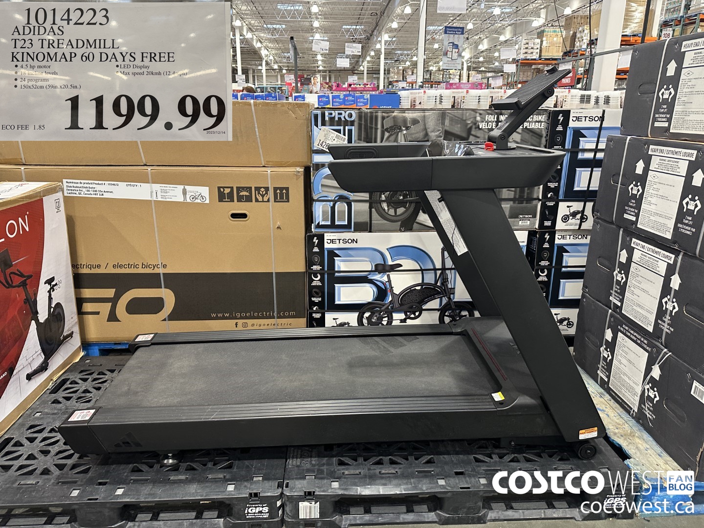 1014223 ADIDAS T23 TREADMILL KINOMAP 60 DAYS FREE $1199.99