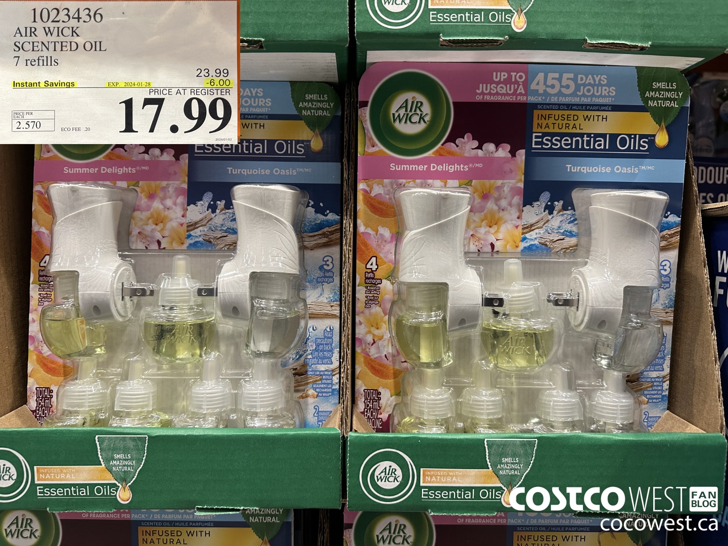 1023436 AIR WICK SCENTED OIL 7 refills ($6.00 INSTANT SAVINGS EXPIRES ON 2024-01-28) $17.99