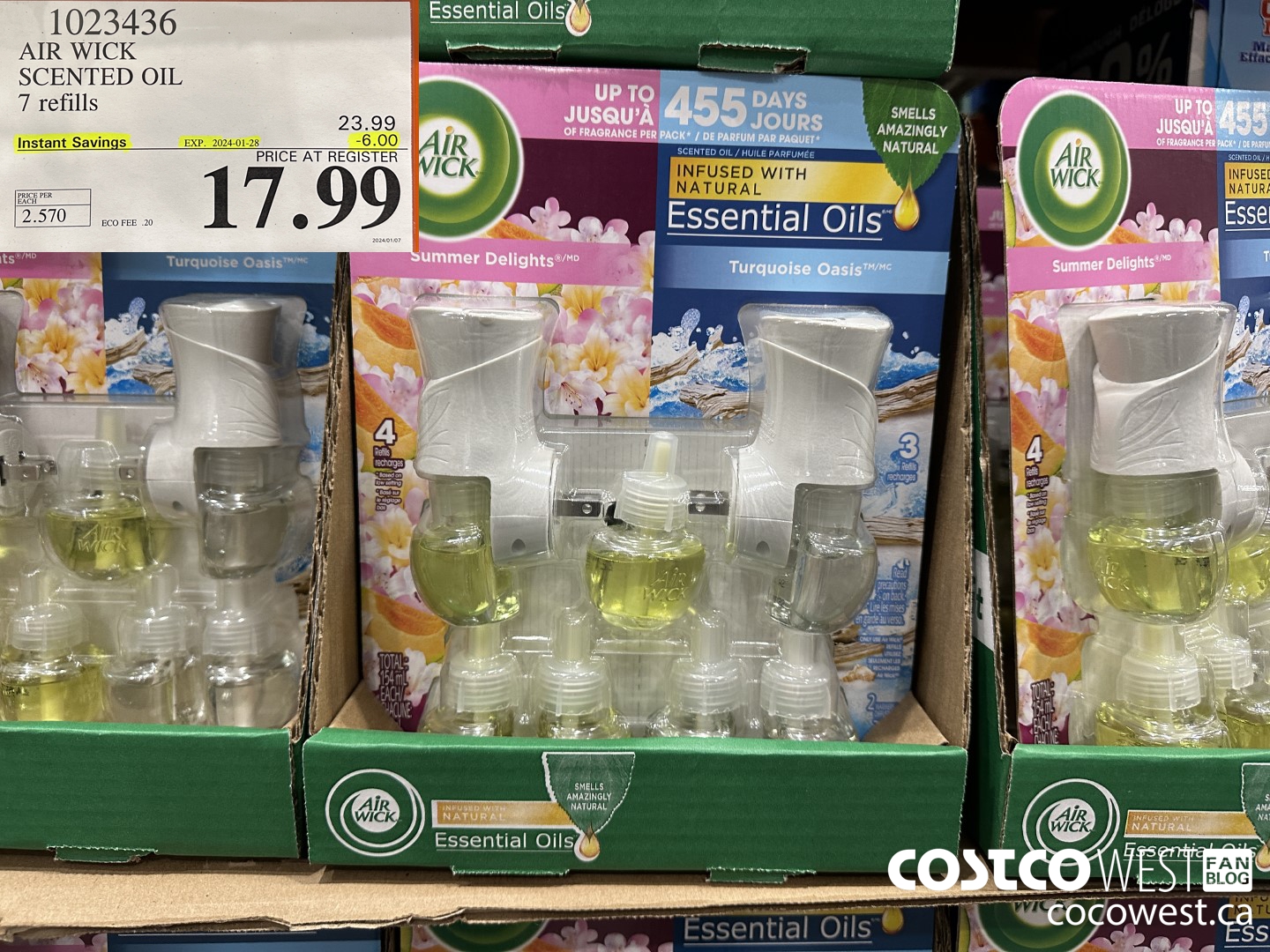 1023436 AIR WICK SCENTED OIL 7 refills ($6.00 INSTANT SAVINGS EXPIRES ON 2024-01-28) $17.99