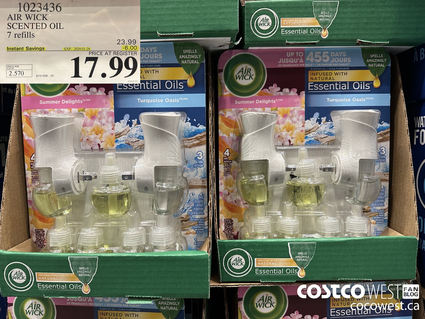 1023436 AIR WICK SCENTED OIL 7 refills ($6.00 INSTANT SAVINGS EXPIRES ON 2024-01-28) $17.99