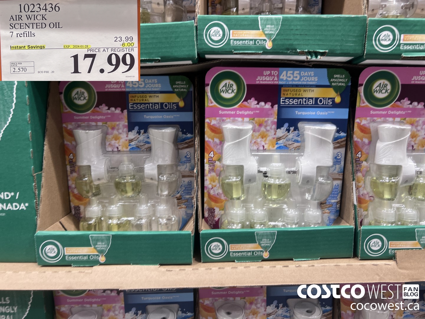 1023436 AIR WICK SCENTED OIL 7 refills ($6.00 INSTANT SAVINGS EXPIRES ON 2024-01-28) $17.99