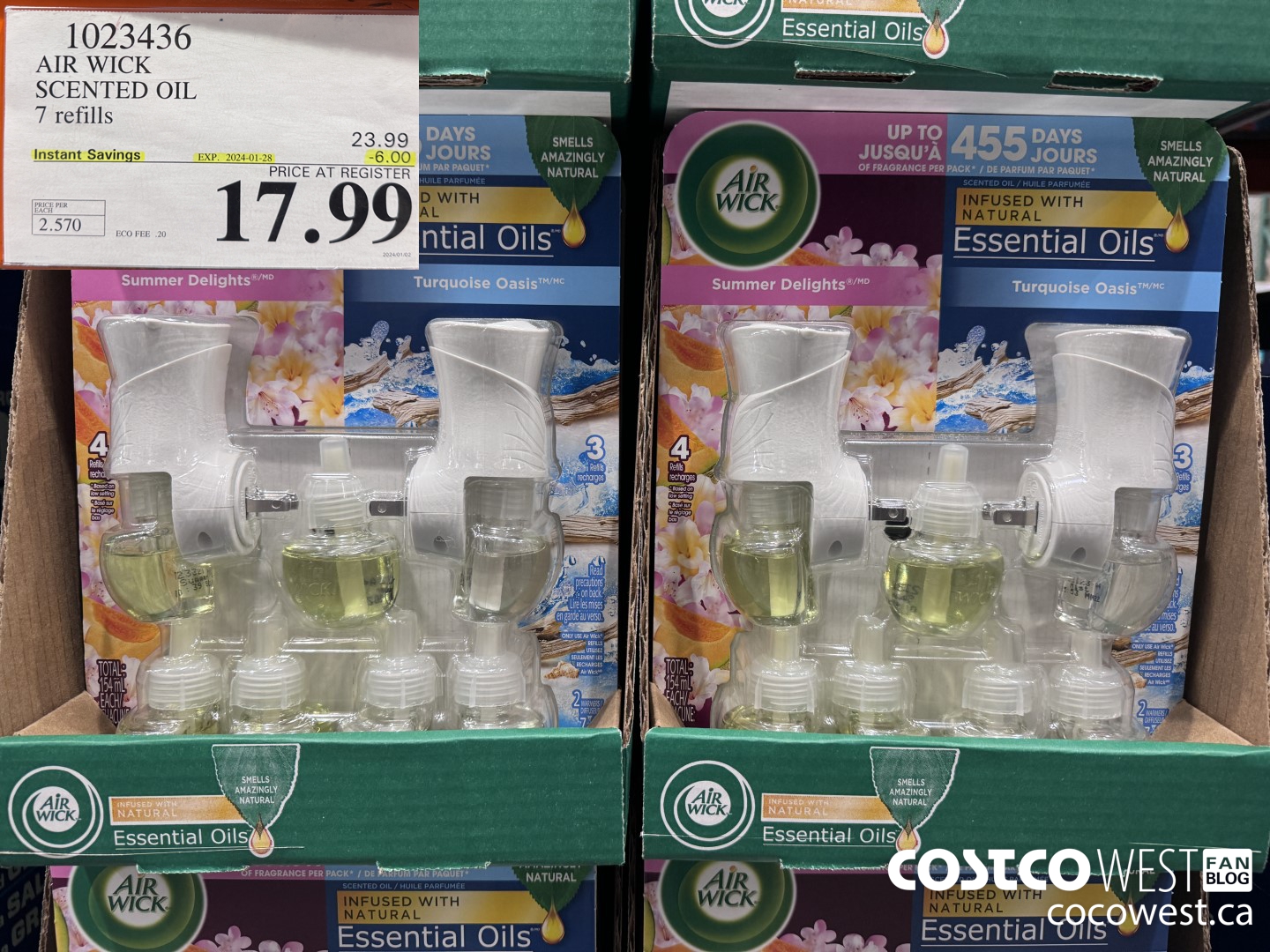 1023436 AIR WICK SCENTED OIL 7 refills ($6.00 INSTANT SAVINGS EXPIRES ON 2024-01-28) $17.99