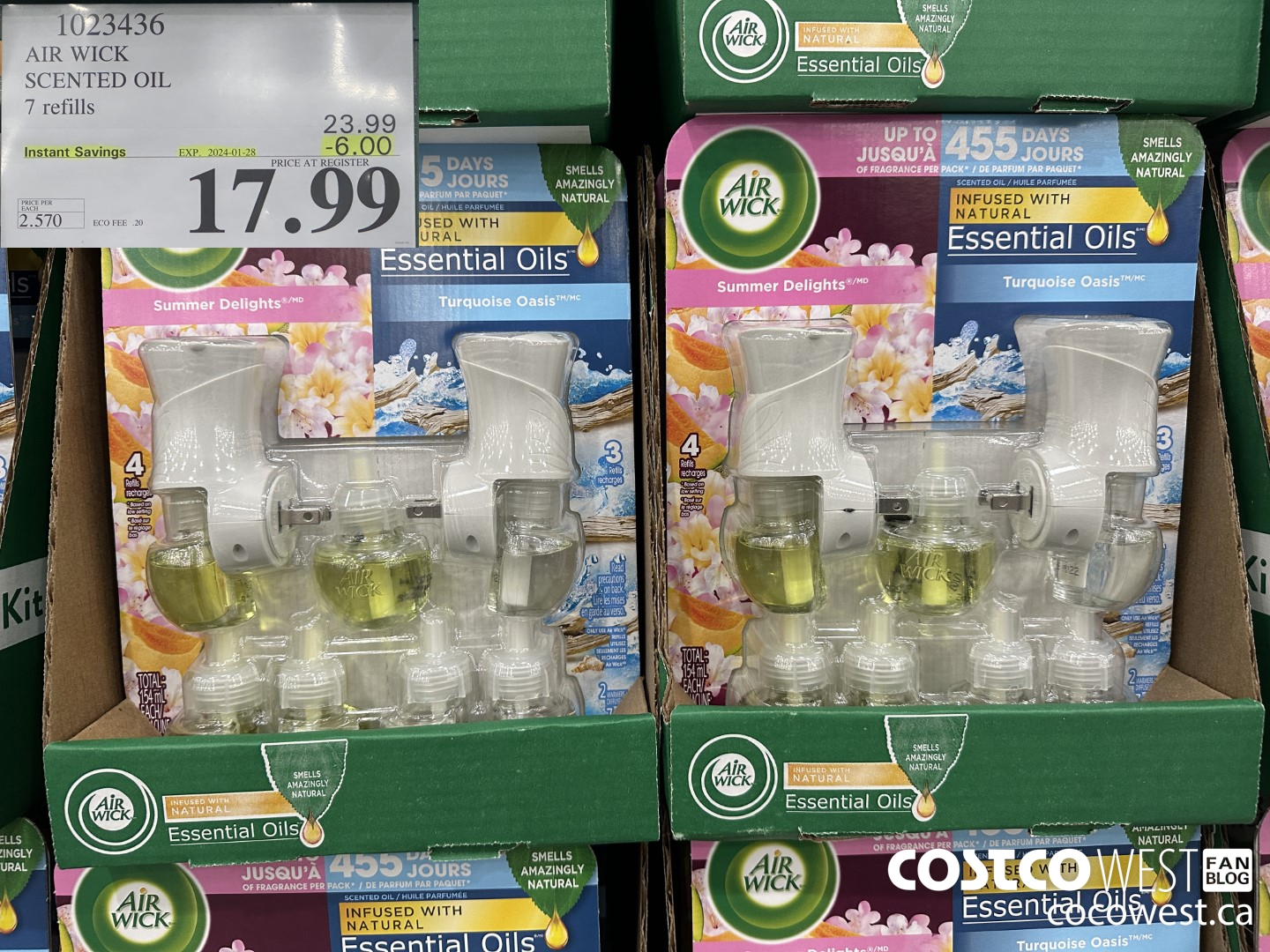 1023436 AIR WICK SCENTED OIL 7 refills ($6.00 INSTANT SAVINGS EXPIRES ON 2024-01-28) $17.99