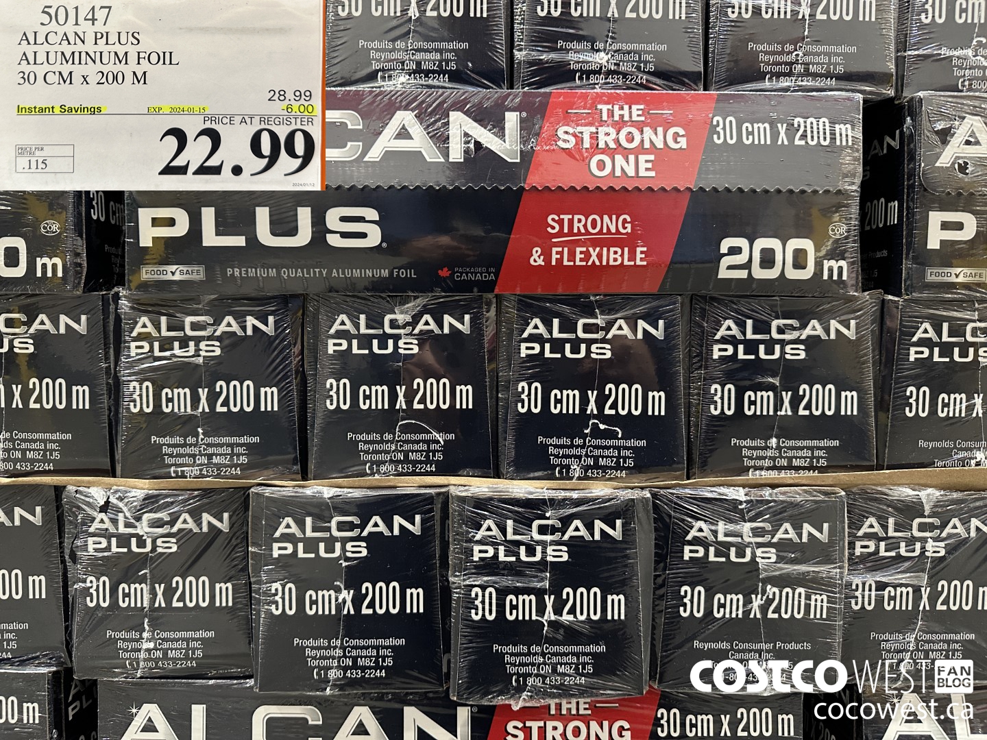 50147 ALCAN PLUS ALUMINUM FOIL 30 cm x 200 m ($6.00 INSTANT SAVINGS EXPIRES ON 2024-01-15) $22.99
