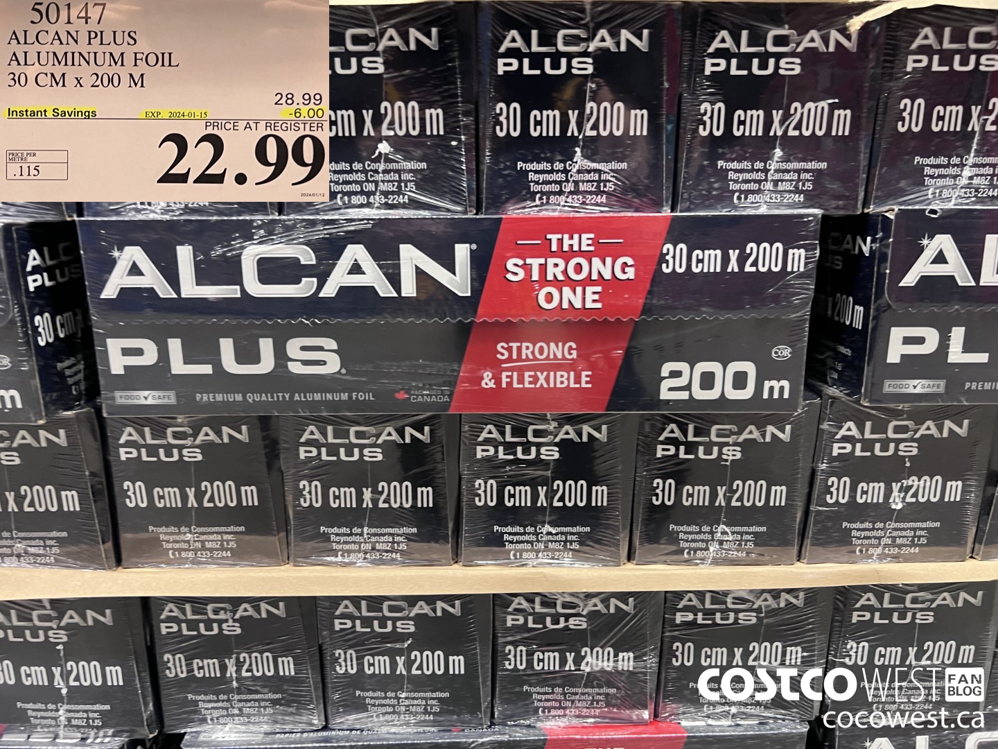 50147 ALCAN PLUS ALUMINUM FOIL 30 cm x 200 m ($6.00 INSTANT SAVINGS EXPIRES ON 2024-01-15) $22.99