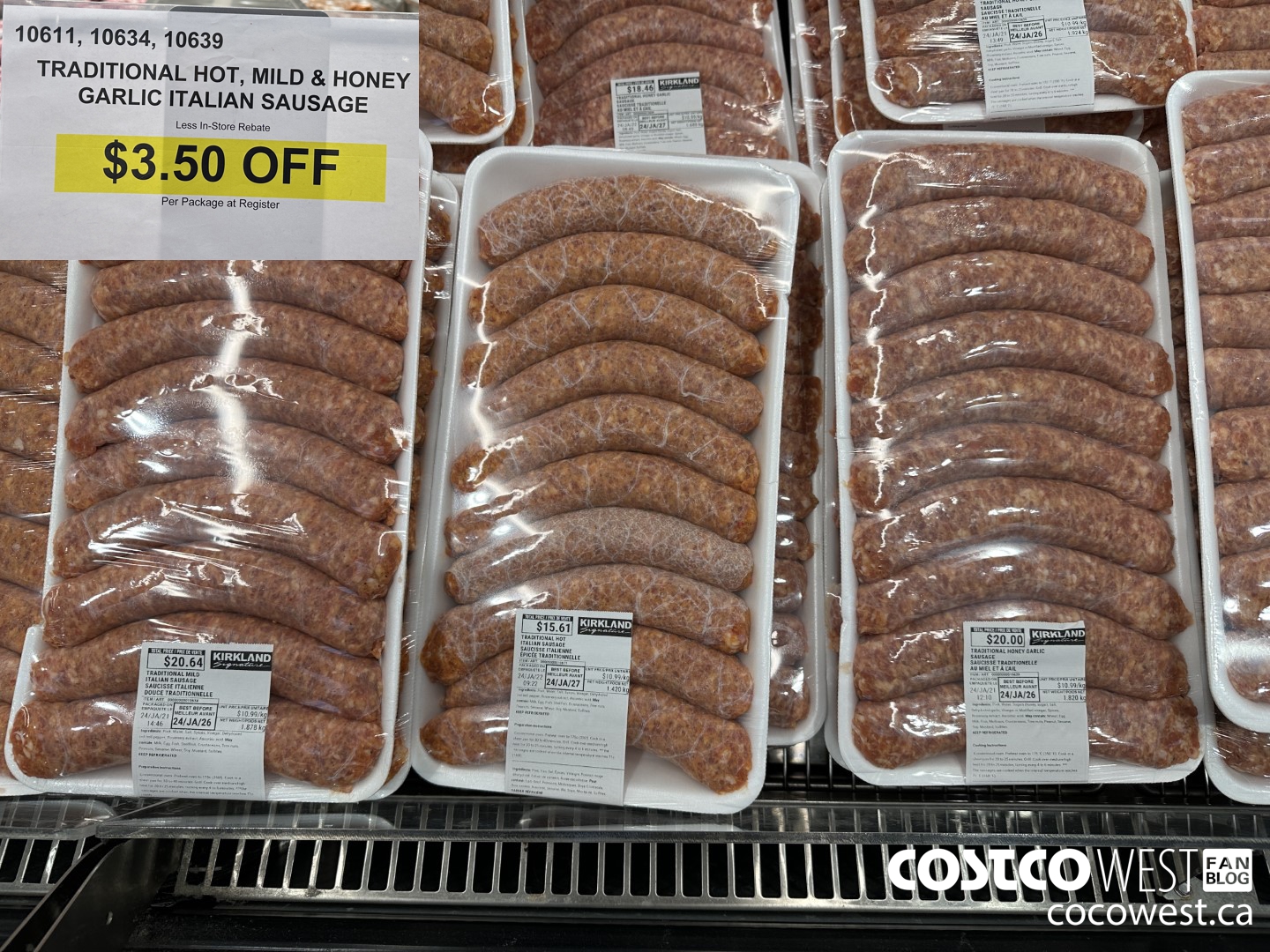 10611 (ALSO 10634 AND 10639) TRADITIONAL HOT, MILD & HONEY GARLIC ITALIAN SAUSAGE ($3.50 INSTANT SAVINGS)