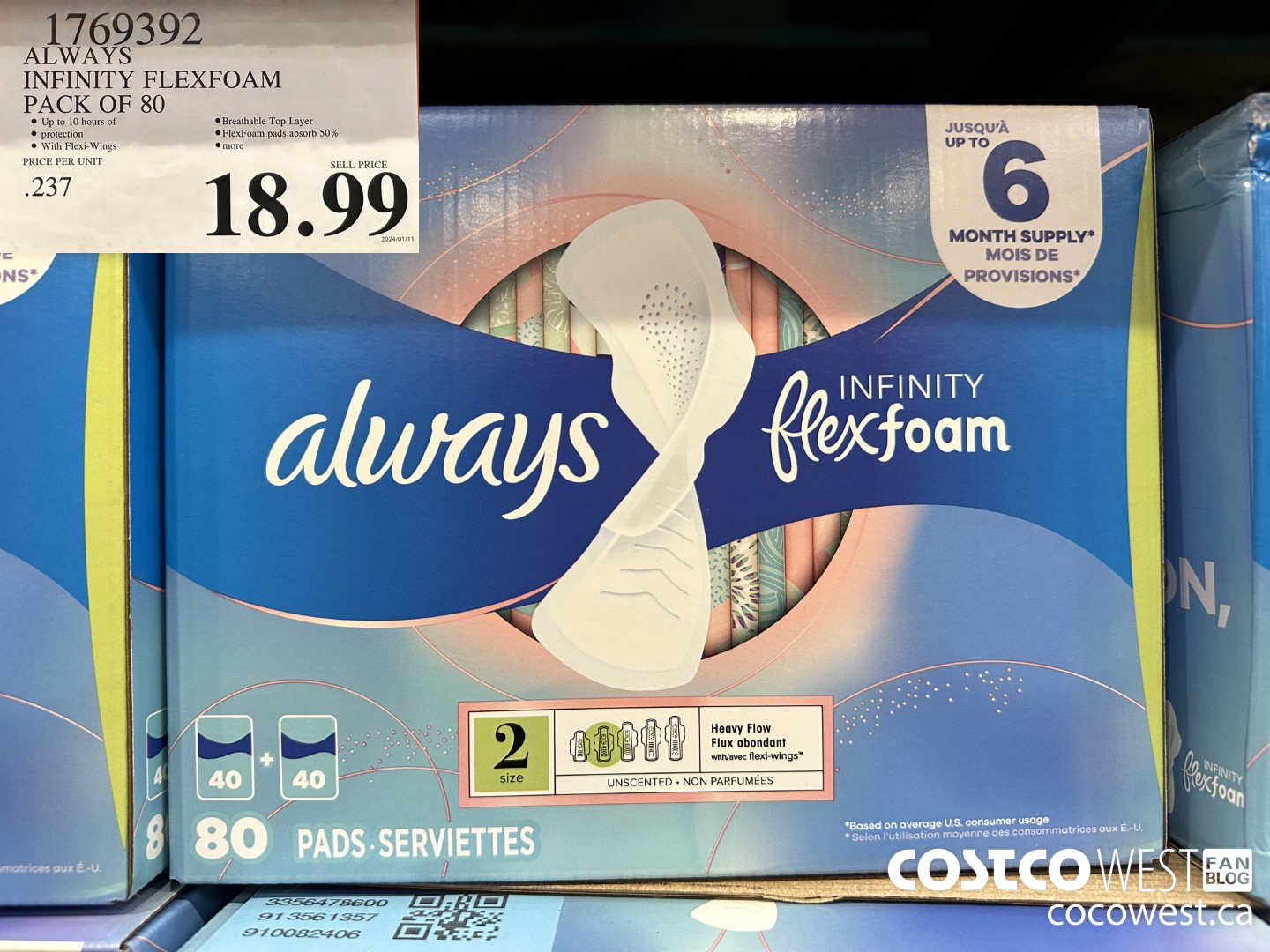 1769392 ALWAYS INFINITY FLEXFOAM PACK OF 80 $18.99