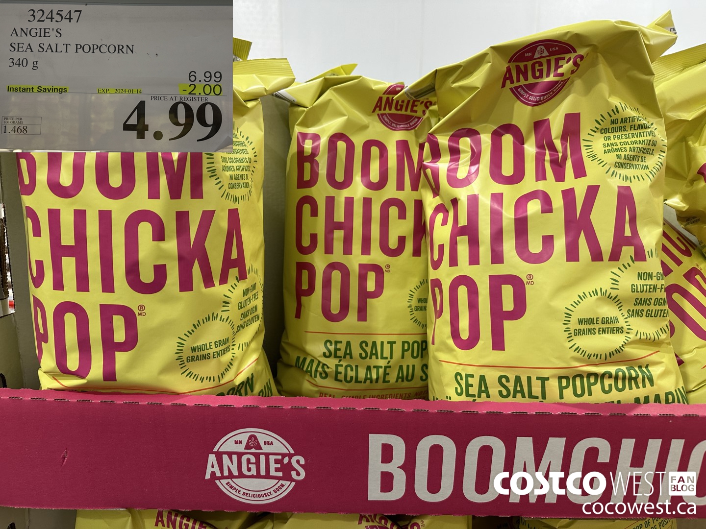 324547 ANGIE'S SEA SALT POPCORN 340 G ($2.00 INSTANT SAVINGS EXPIRES ON 2024-01-14) $4.99