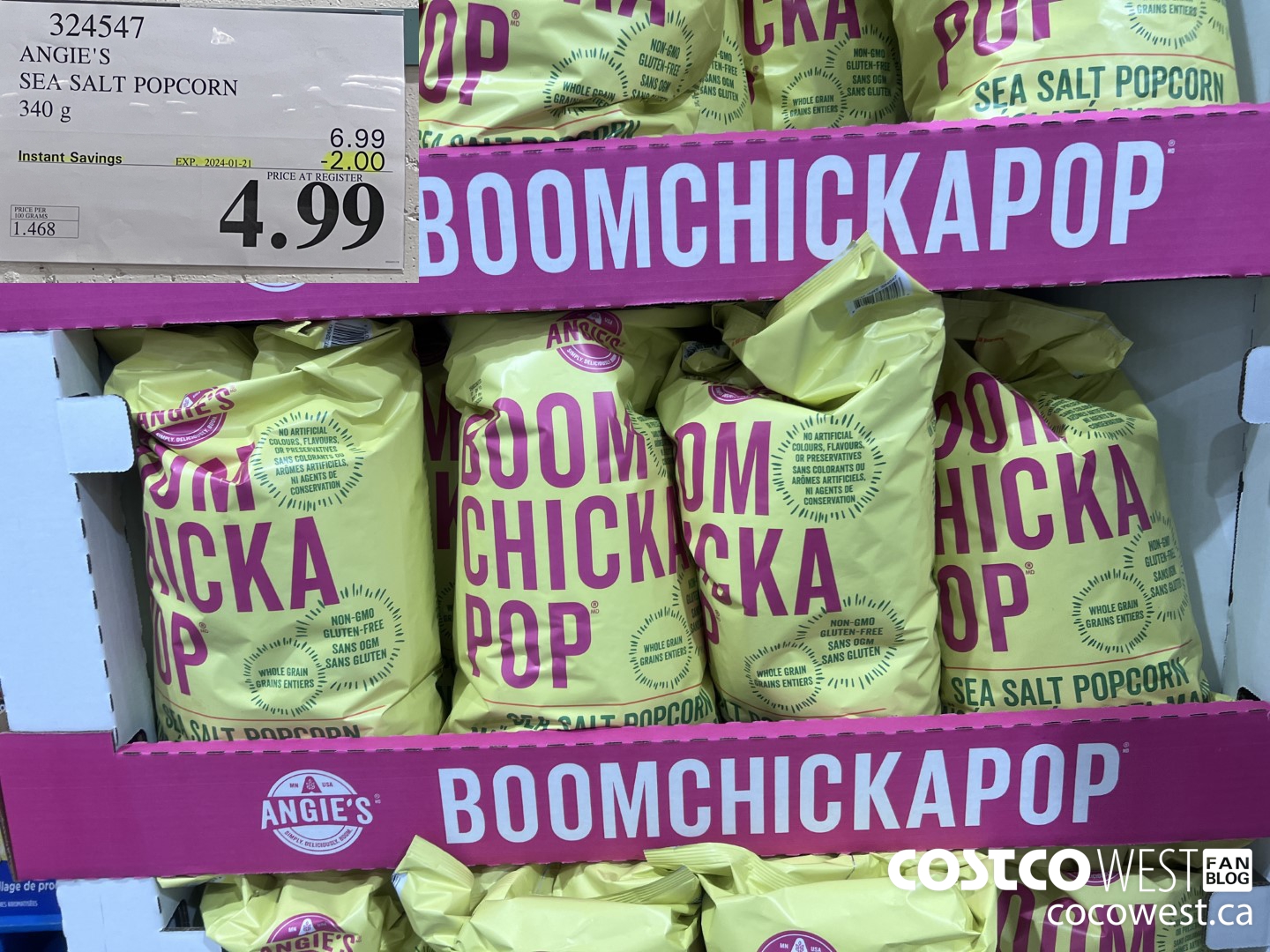 324547 ANGIE'S SEA SALT POPCORN 340 G ($2.00 INSTANT SAVINGS EXPIRES ON 2024-01-21) $4.99