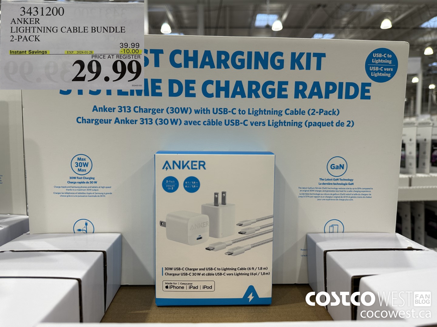 3431200 ANKER LIGHTNING CABLE BUNDLE 2-PACK ($10.00 INSTANT SAVINGS EXPIRES ON 2024-01-28) $29.99