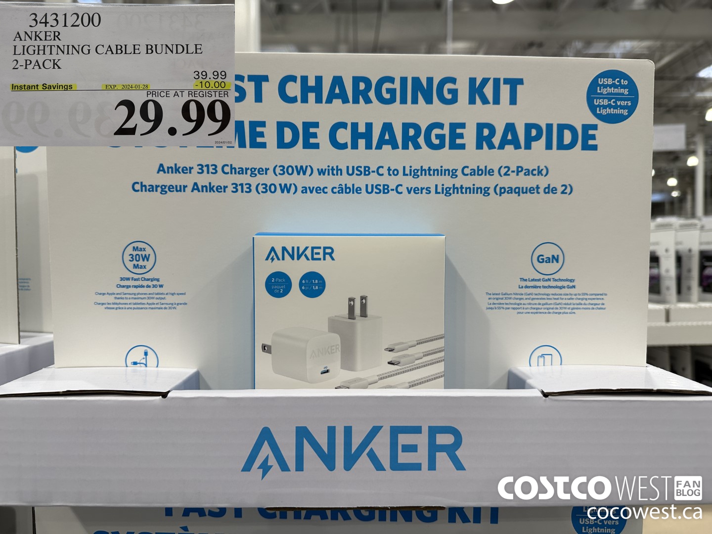 3431200 ANKER LIGHTNING CABLE BUNDLE 2-PACK ($10.00 INSTANT SAVINGS EXPIRES ON 2024-01-28) $29.99