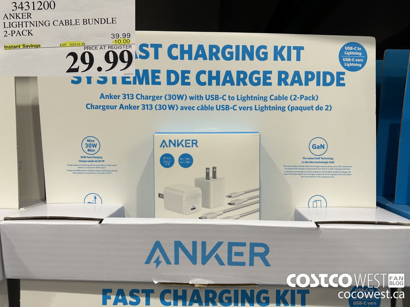 3431200 ANKER LIGHTNING CABLE BUNDLE 2-PACK ($10.00 INSTANT SAVINGS EXPIRES ON 2024-01-28) $29.99