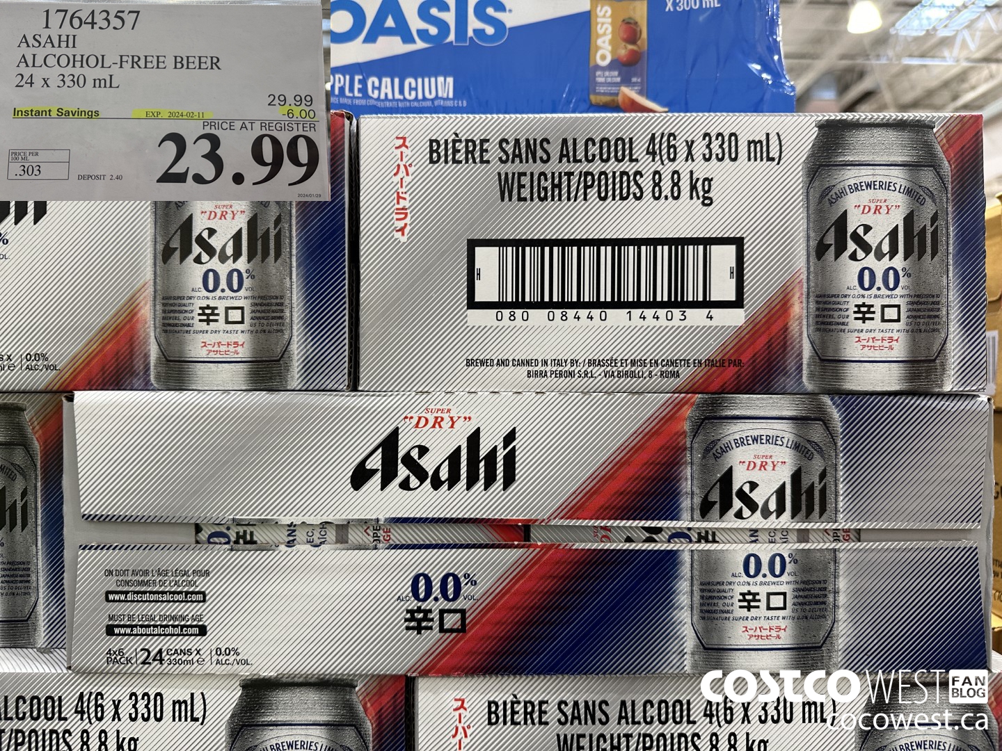 1764357 ASAHI ALCOHOL-FREE BEER 24 X 330 ML ($6.00 INSTANT SAVINGS EXPIRES ON 2024-02-11) $23.99