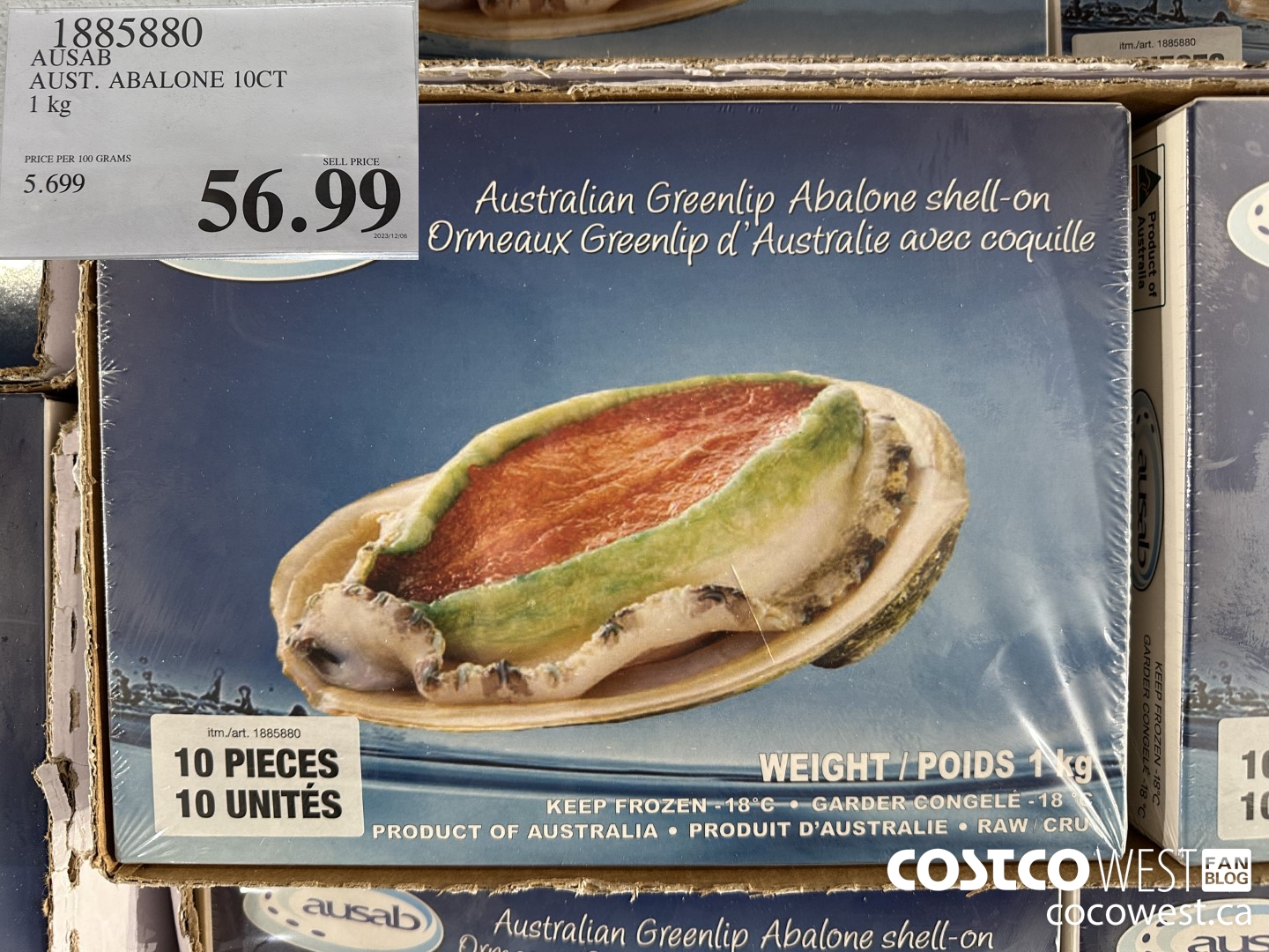 1885880 AUSAB AUST. ABALONE 10CT 1 KG $56.99