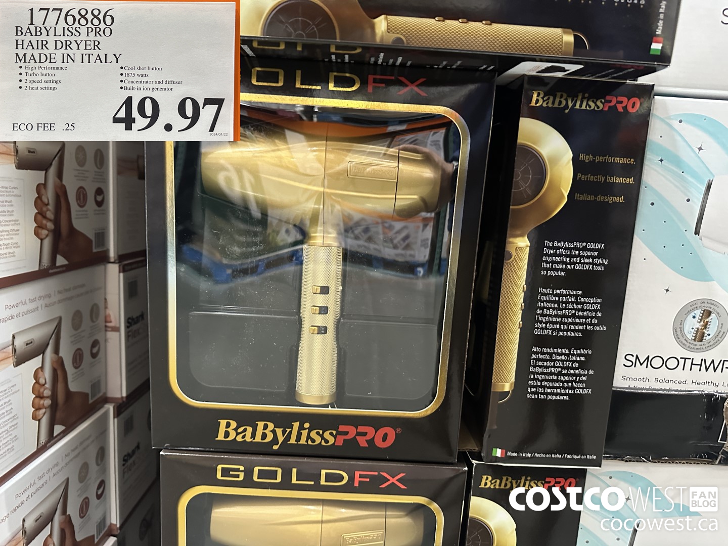 1776886 BABYLISS HAIR DRYER MADE IN ITALY $49.97
