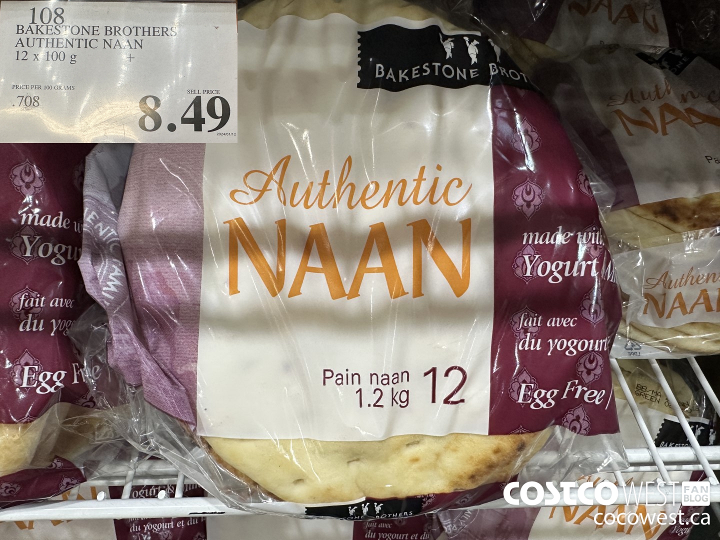 108 BAKESTONE BROTHERS AUTHENTIC NAAN 12 X 100 G $8.49