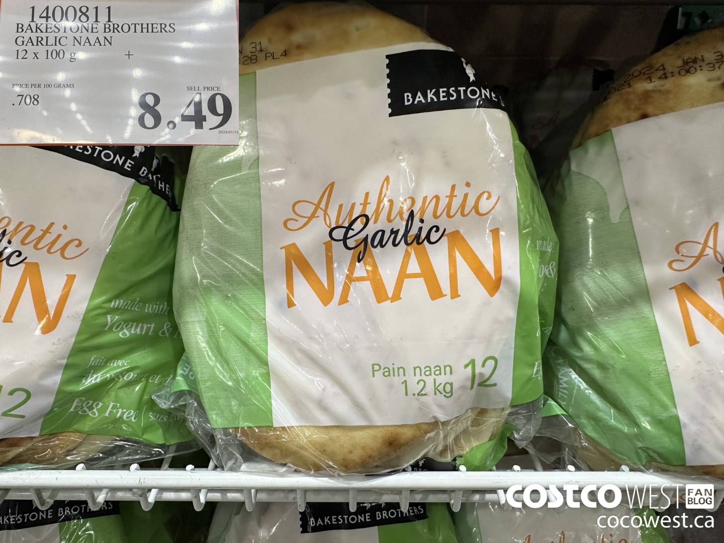 1400811 BAKESTONE BROTHERS GARLIC NAAN 12 X 100 G $8.49