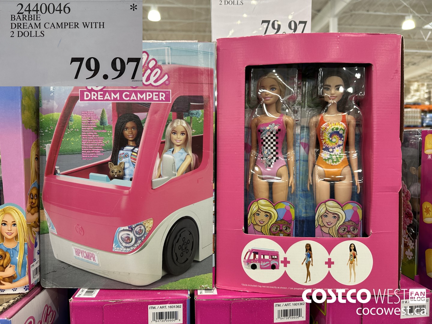 2440046 BARBIE DREAM CAMPER WITH 2 DOLLS $79.97