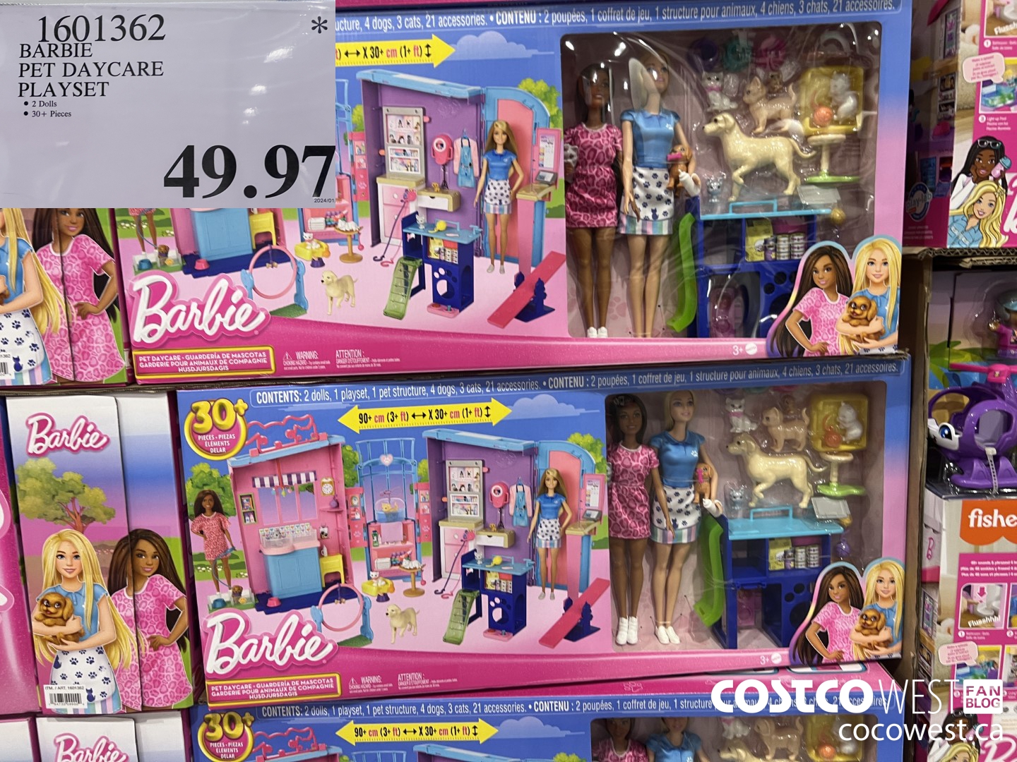 1601362 BARBIE PET DAYCARE PLAYSET $49.97