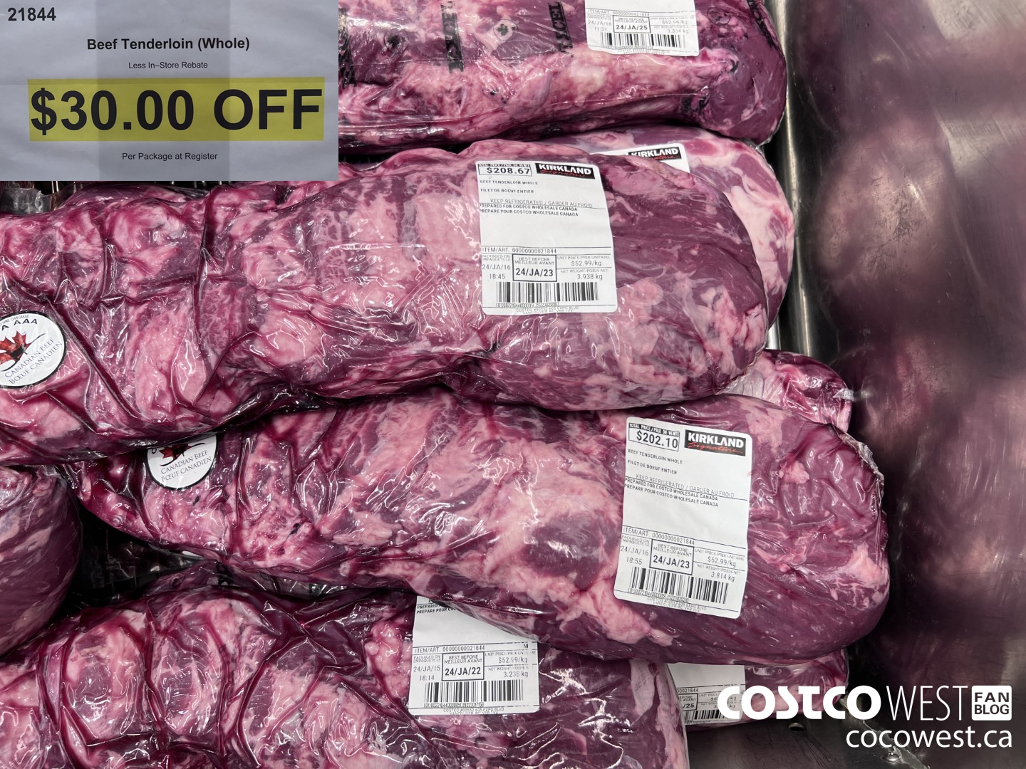 21844 BEEF TENDERLOIN WHOLE ($30.00 INSTANT SAVINGS)