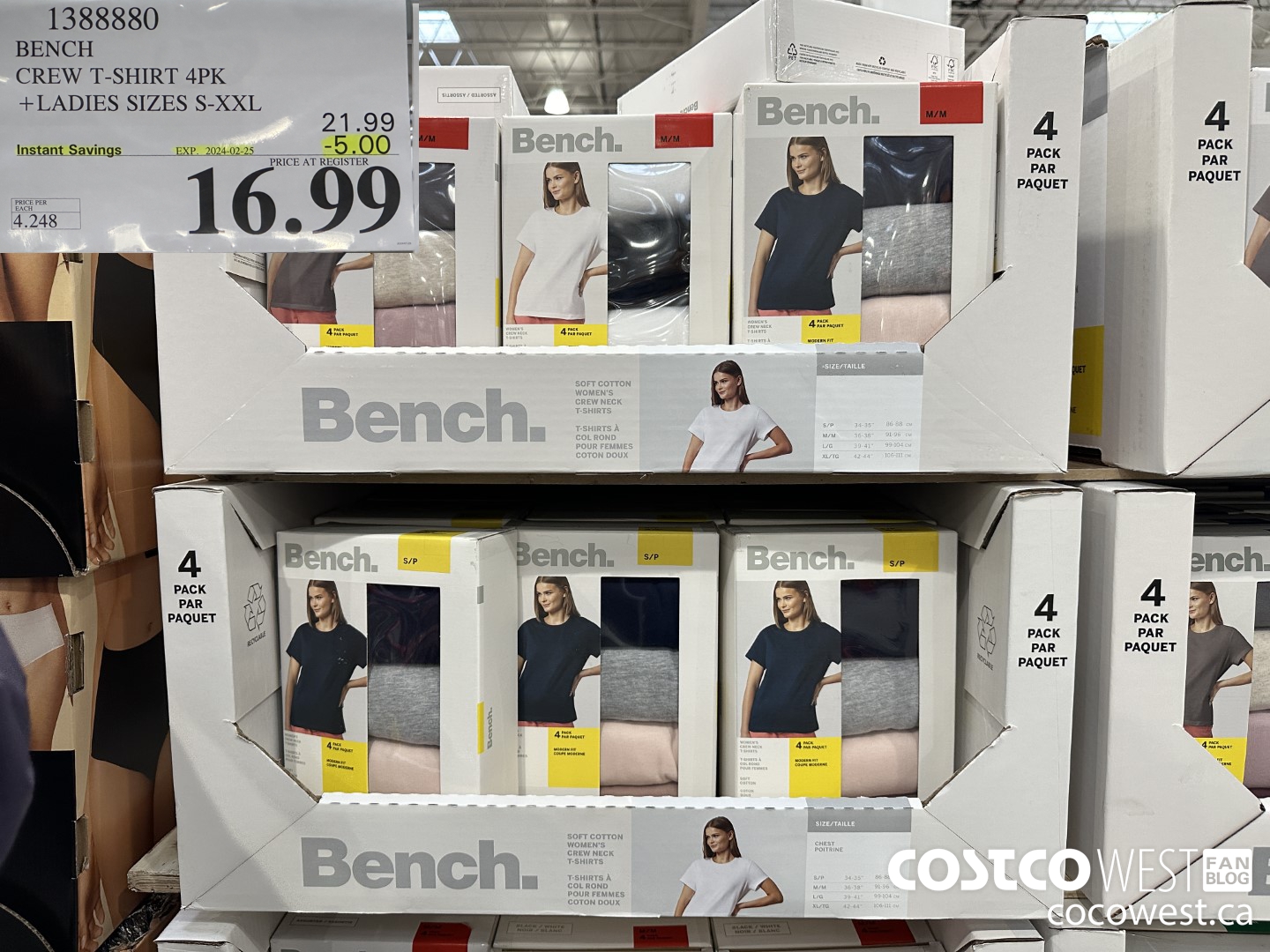 1388880 BENCH CREW TSHIRT 4PK LADIES SIZES S-XXL ($5.00 INSTANT SAVINGS EXPIRES ON 2024-02-25) $16.99