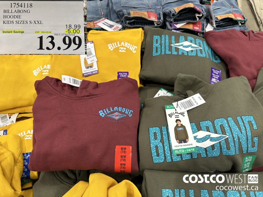 1754118 BILLABONG HOODIE KIDS SIZES S-XXL  ($5.00 INSTANT SAVINGS EXPIRES ON 2024-02-04) $13.99