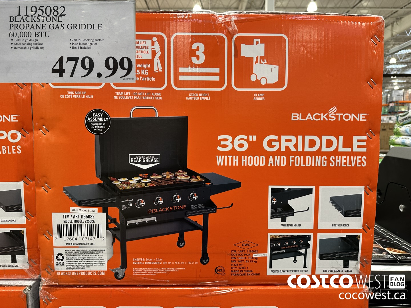 1195082 BLACKSTONE PROPANE GAS GRIDDLE 60,000 BTU $479.99