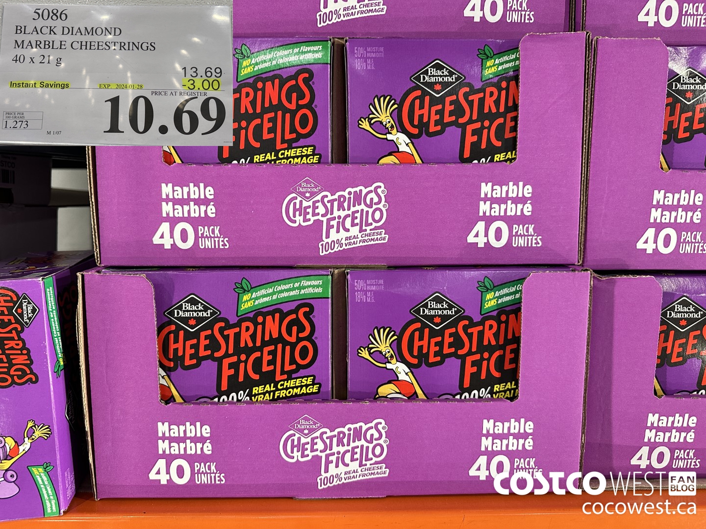 5086 BLACK DIAMOND MARBLE CHEESESTRINGS 40 x 21 g ($3.00 INSTANT SAVINGS EXPIRES ON 2024-01-28) $10.69