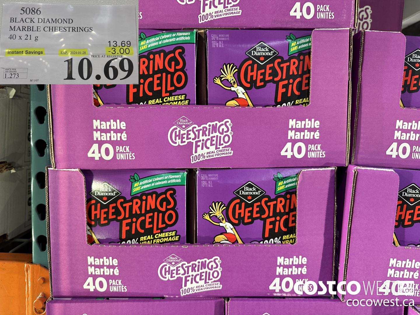 5086 BLACK DIAMOND MARBLE CHEESESTRINGS 40 x 21 g ($3.00 INSTANT SAVINGS EXPIRES ON 2024-01-28) $10.69