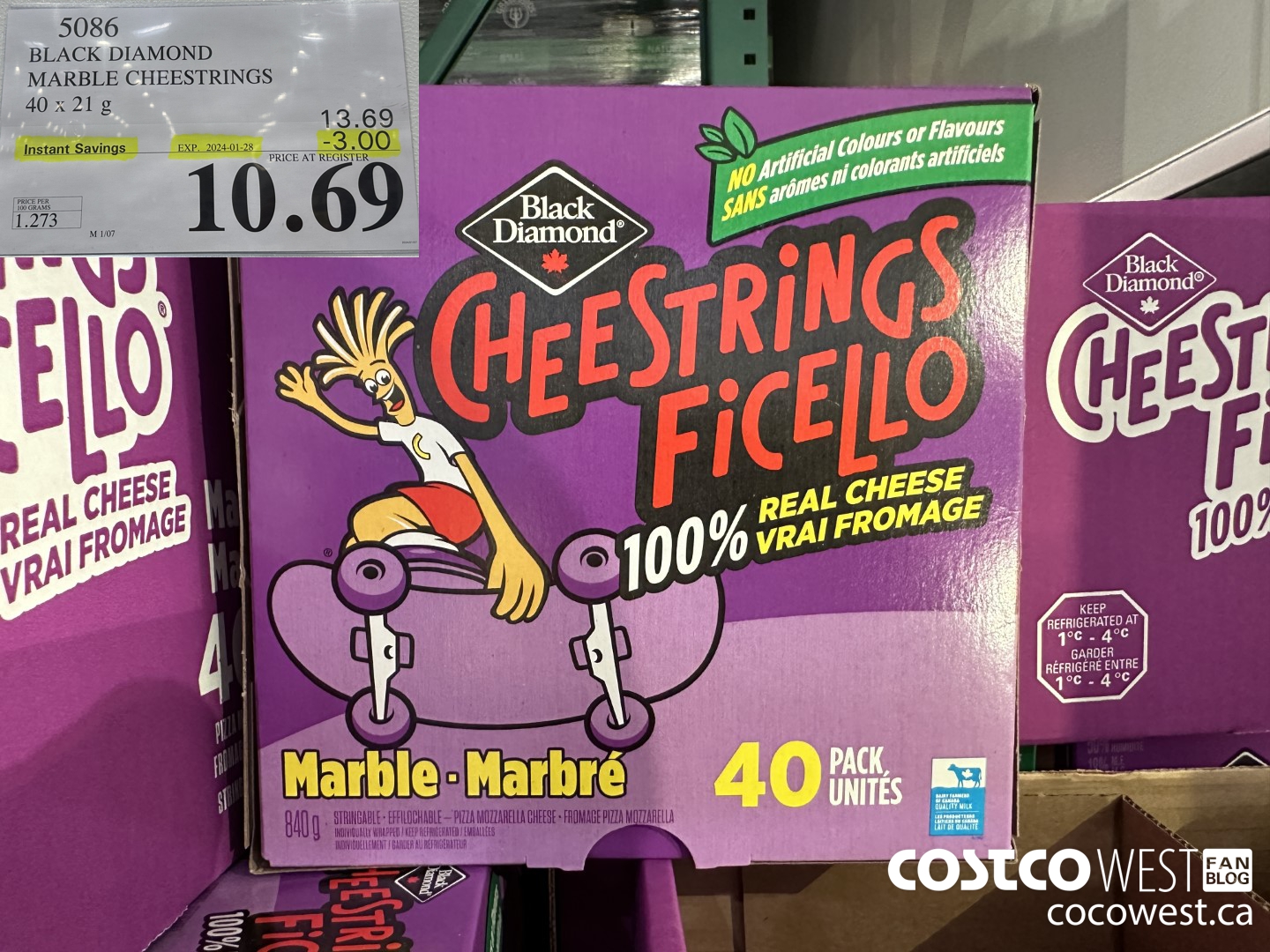 5086 BLACK DIAMOND MARBLE CHEESESTRINGS 40 x 21 g ($3.00 INSTANT SAVINGS EXPIRES ON 2024-01-28) $10.69