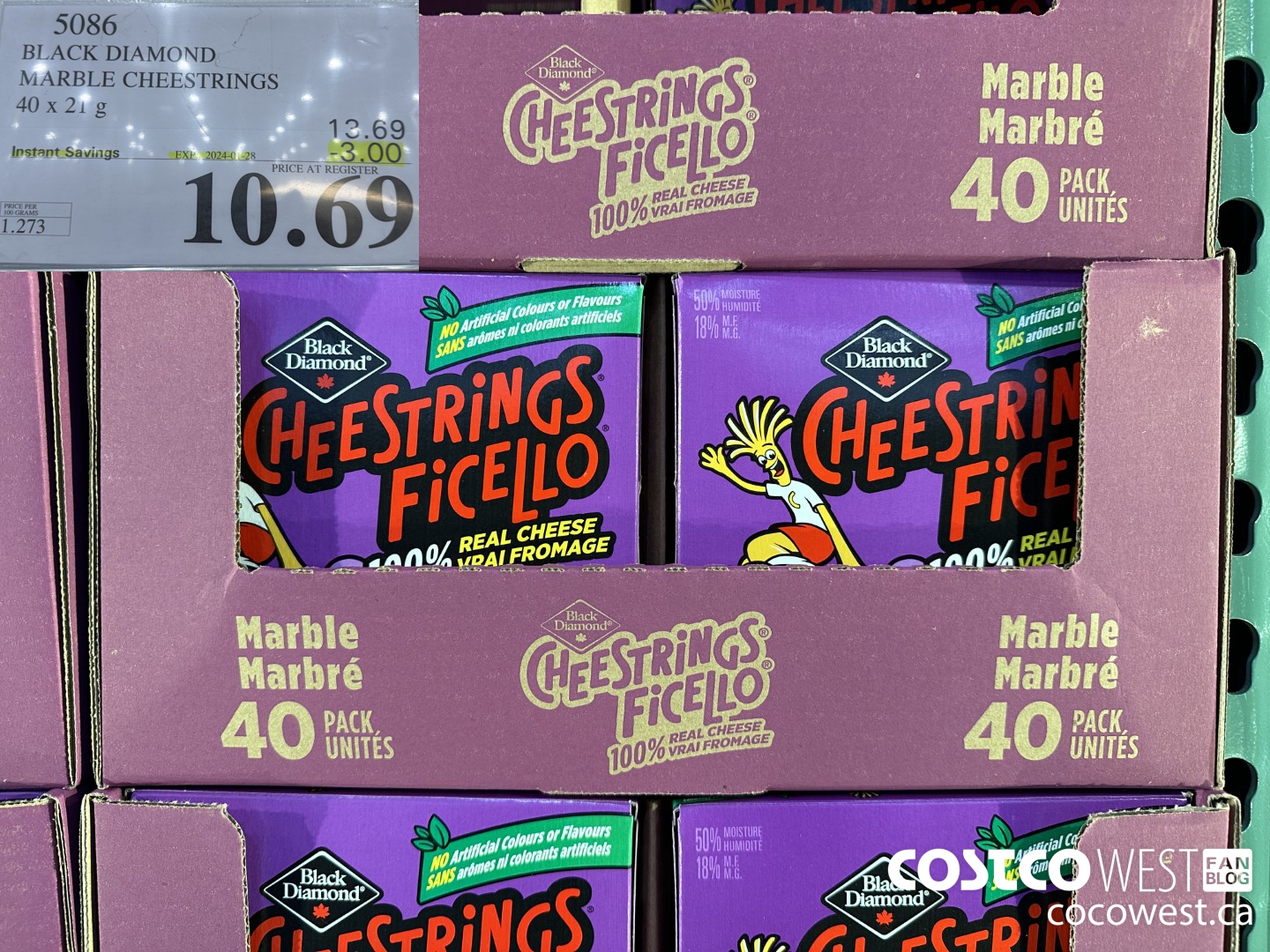 5086 BLACK DIAMOND MARBLE CHEESESTRINGS 40 x 21 g ($3.00 INSTANT SAVINGS EXPIRES ON 2024-01-28) $10.69