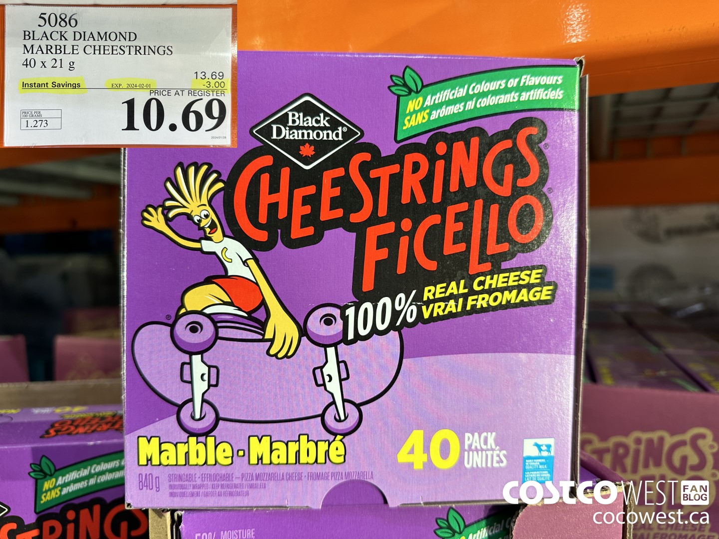 5086 BLACK DIAMOND MARBLE CHEESESTRINGS 40 x 21 g ($3.00 INSTANT SAVINGS EXPIRES ON 2024-02-01) $10.69