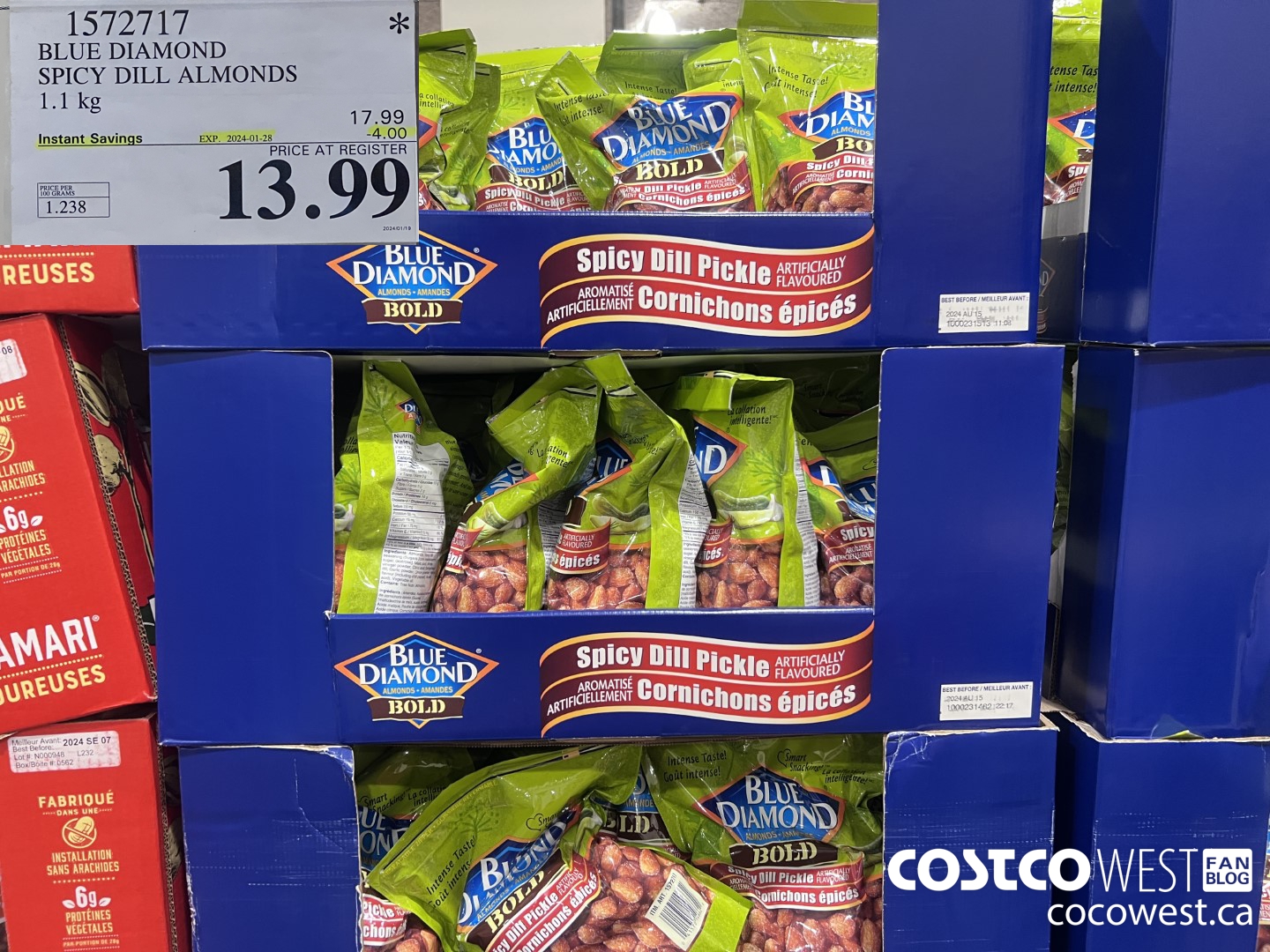 1572717 BLUE DIAMOND SPICY DILL ALMONDS 1.1 kg  ($4.00 INSTANT SAVINGS EXPIRES ON 2024-01-28) $13.99