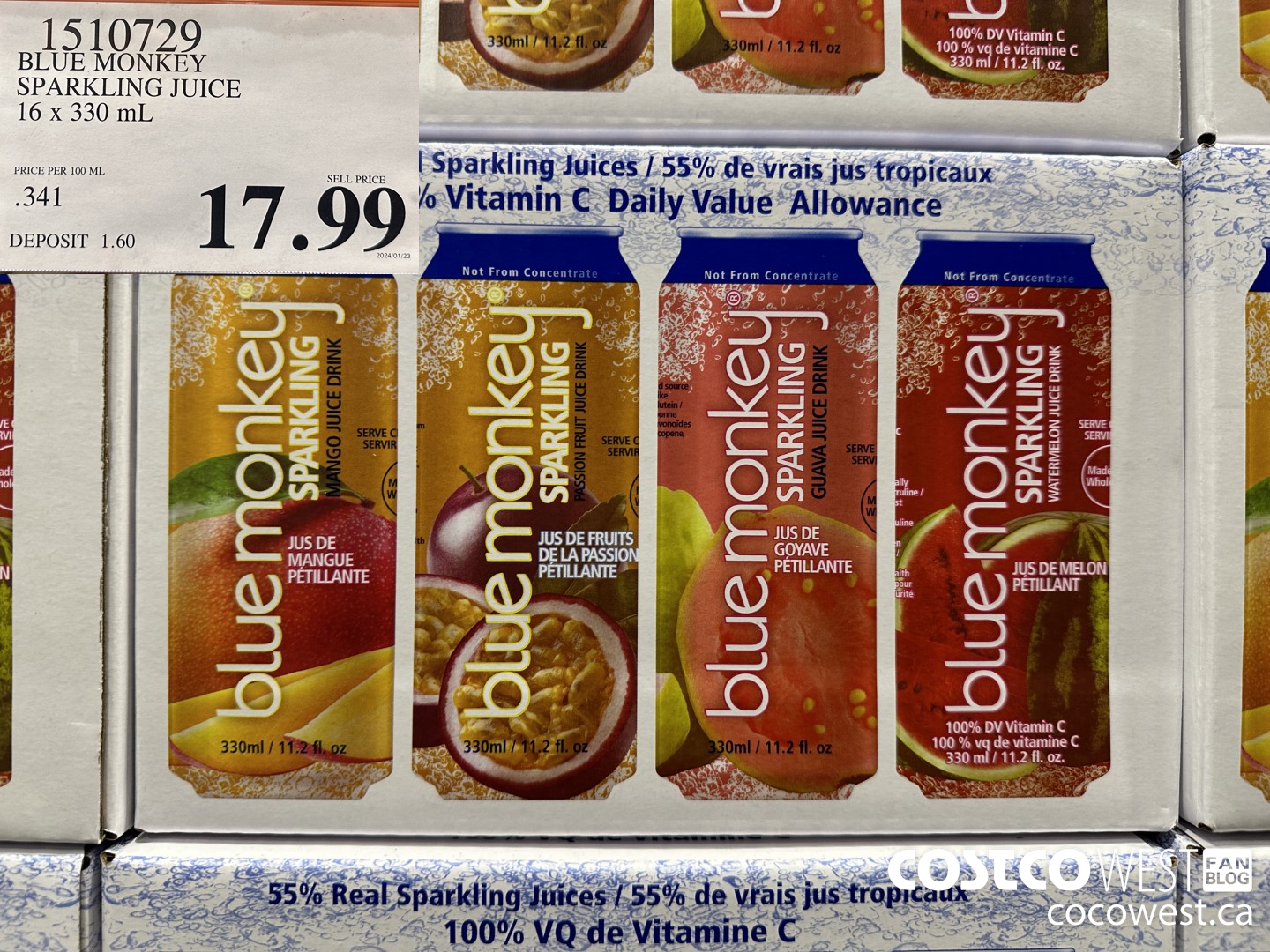 1510729 BLUE MONKEY SPARKLING JUICE 16 X 330 ML $17.99