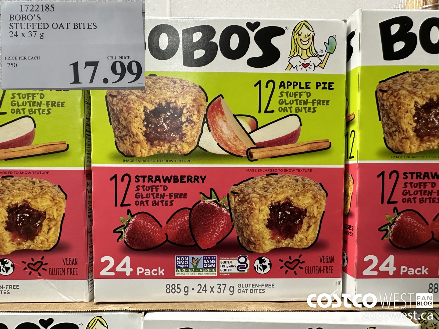 1722185 BOBO'S STUFFED OAT BITES 24 X 37 G $17.99