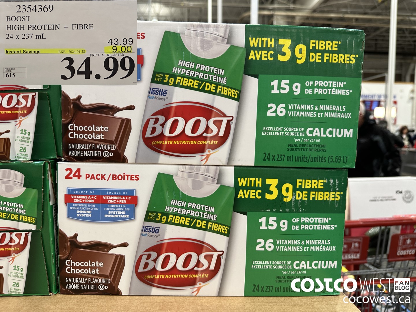 2354369 BOOST HIGH PROTEIN + FIBRE 24 X 237 ML ($9.00 INSTANT SAVINGS EXPIRES ON 2024-01-28) $34.99