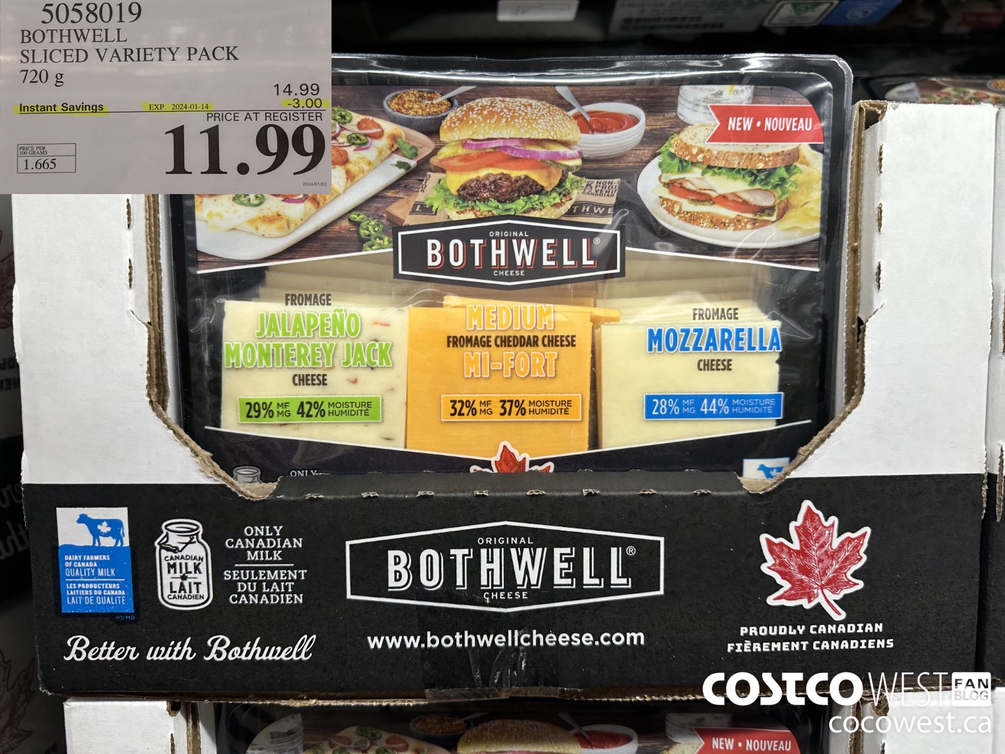 5058019 BOTHWELL SLICED VARIETY PACK 720 g ($3.00 INSTANT SAVINGS EXPIRES ON 2024-01-14) $11.99