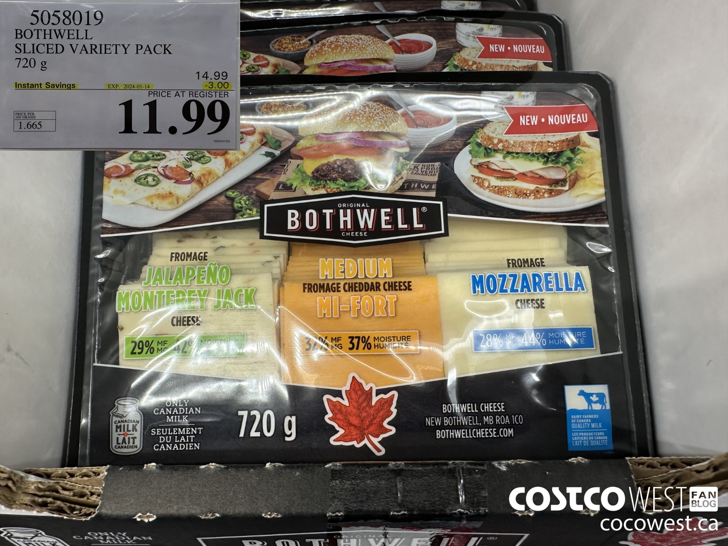 5058019 BOTHWELL SLICED VARIETY PACK 720 g ($3.00 INSTANT SAVINGS EXPIRES ON 2024-01-14) $11.99