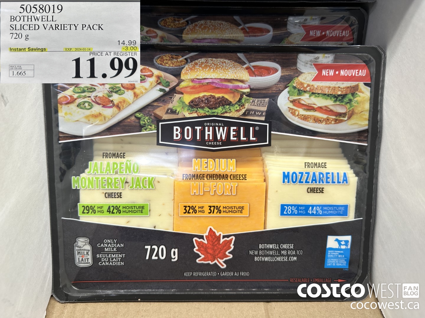 5058019 BOTHWELL SLICED VARIETY PACK 720 g ($3.00 INSTANT SAVINGS EXPIRES ON 2024-01-14) $11.99