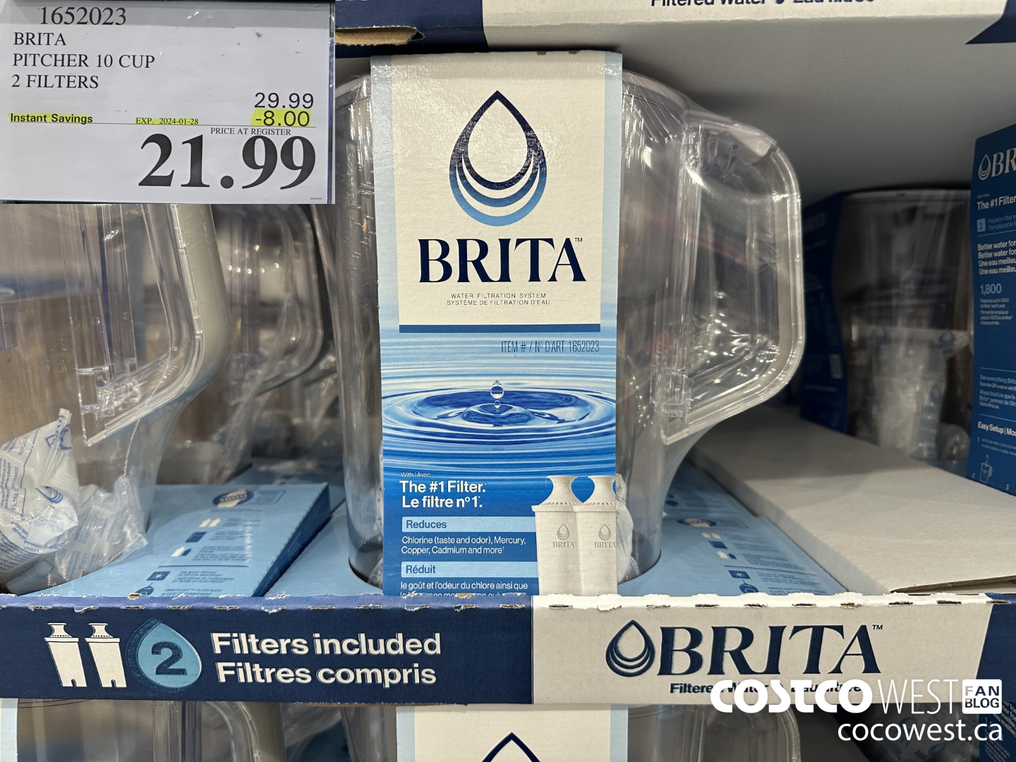 1652023 BRITA PITCHER 10 CUP 2 FILTERS ($8.00 INSTANT SAVINGS EXPIRES ON 2024-01-28) $21.99