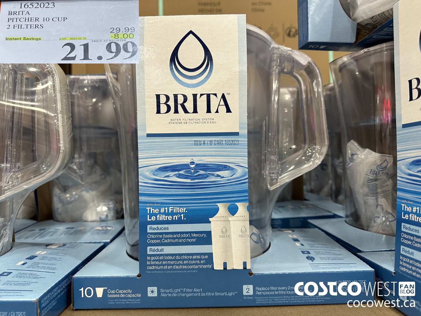 1652023 BRITA PITCHER 10 CUP 2 FILTERS ($8.00 INSTANT SAVINGS EXPIRES ON 2024-01-28) $21.99