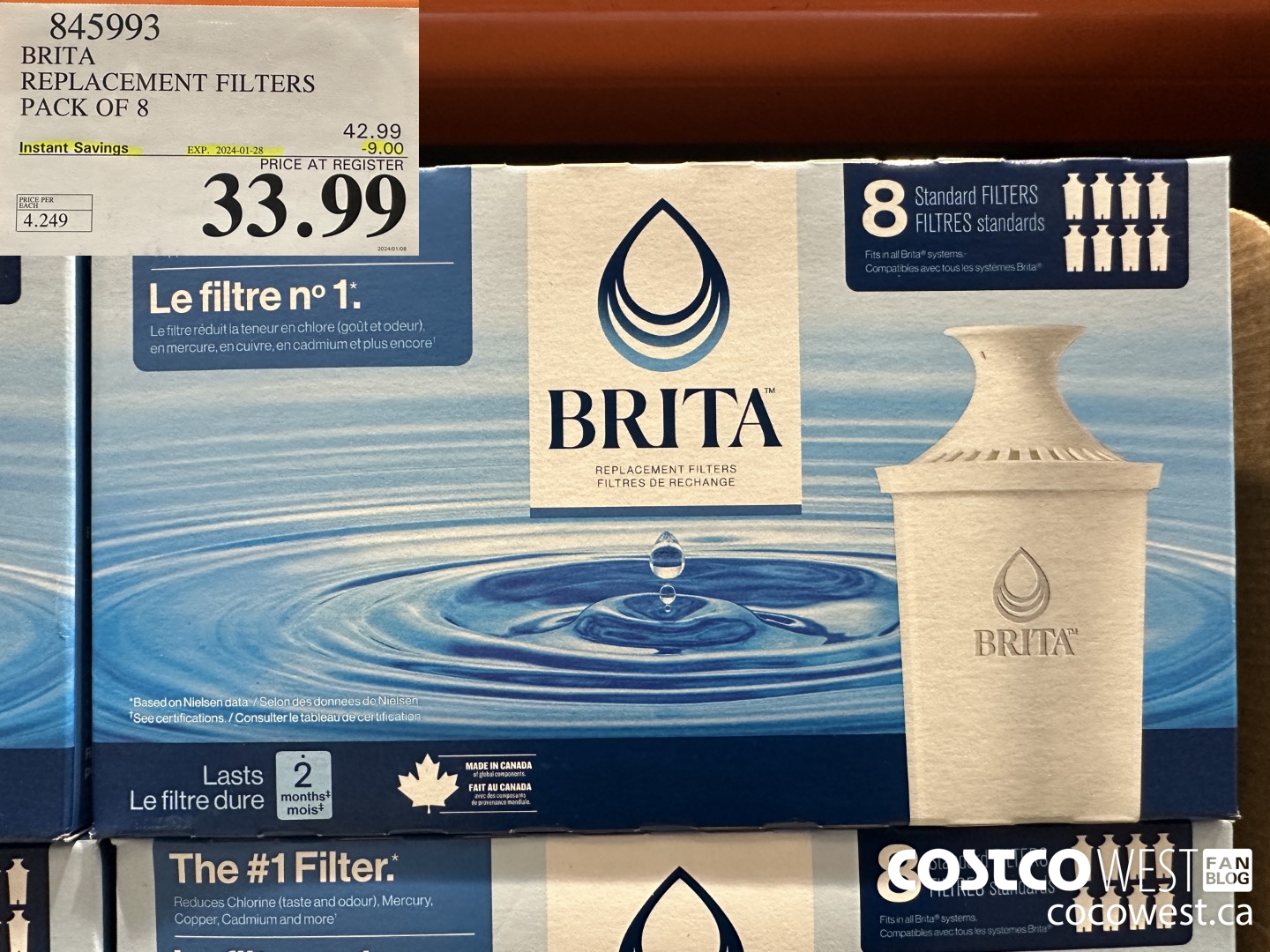 845993 BRITA REPLACEMENT FILTERS PACK OF 8 ($9.00 INSTANT SAVINGS EXPIRES ON 2024-01-28) $33.99