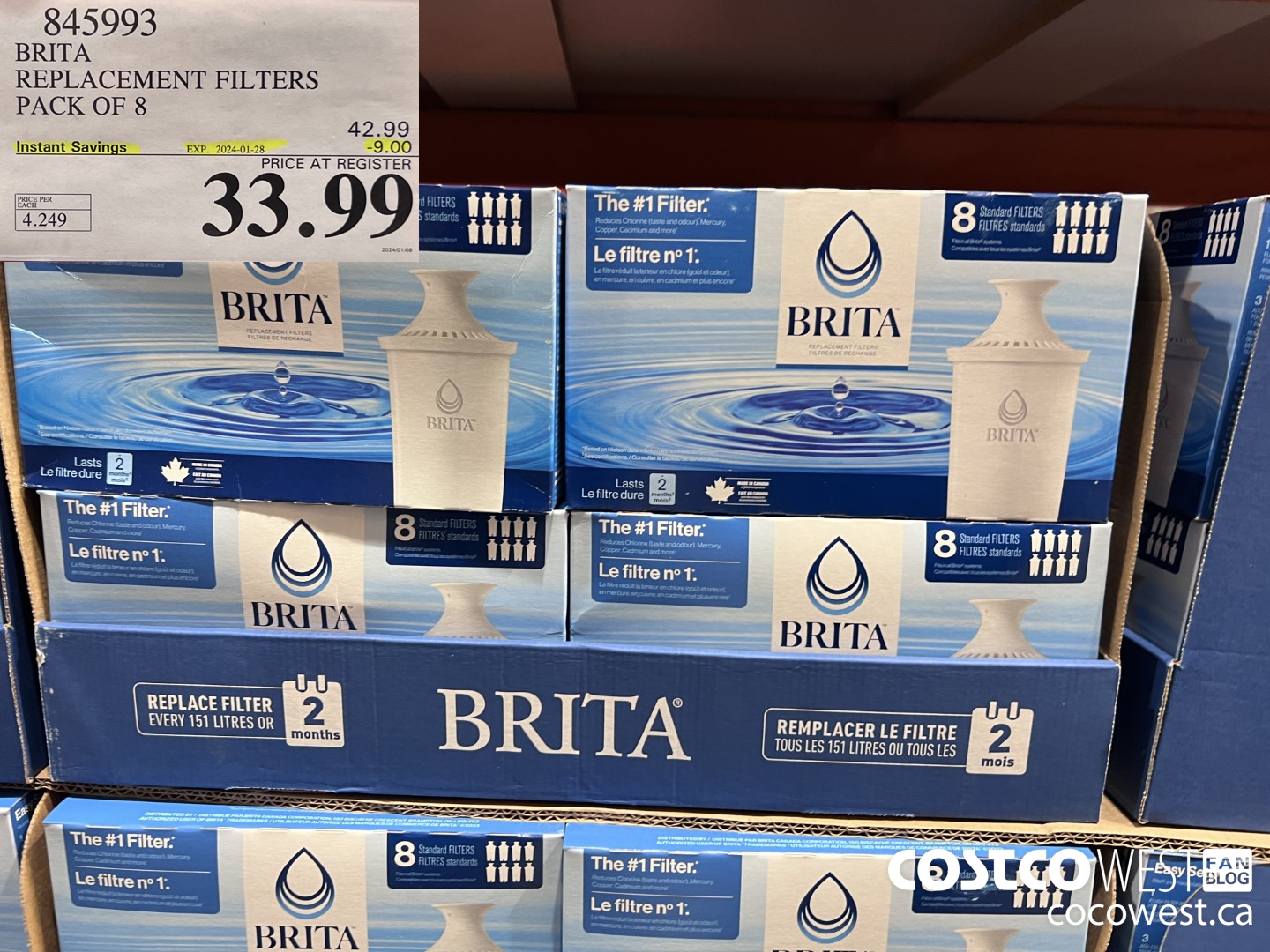 845993 BRITA REPLACEMENT FILTERS PACK OF 8 ($9.00 INSTANT SAVINGS EXPIRES ON 2024-01-28) $33.99