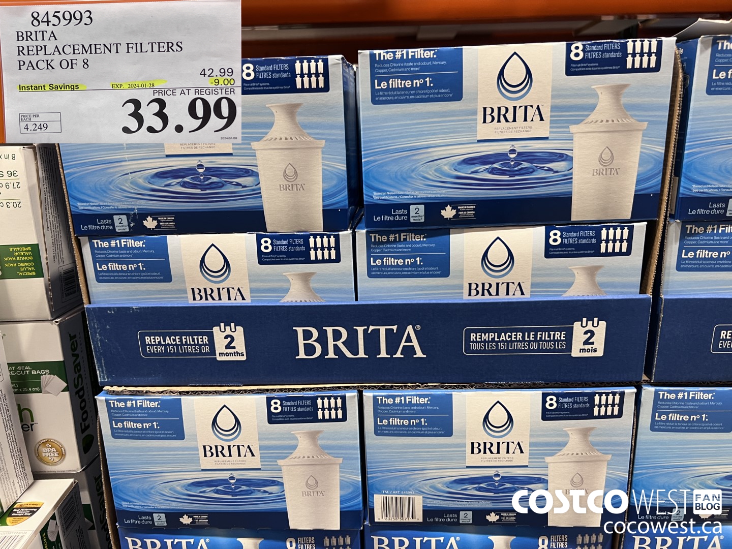 845993 BRITA REPLACEMENT FILTERS PACK OF 8 ($9.00 INSTANT SAVINGS EXPIRES ON 2024-01-28) $33.99