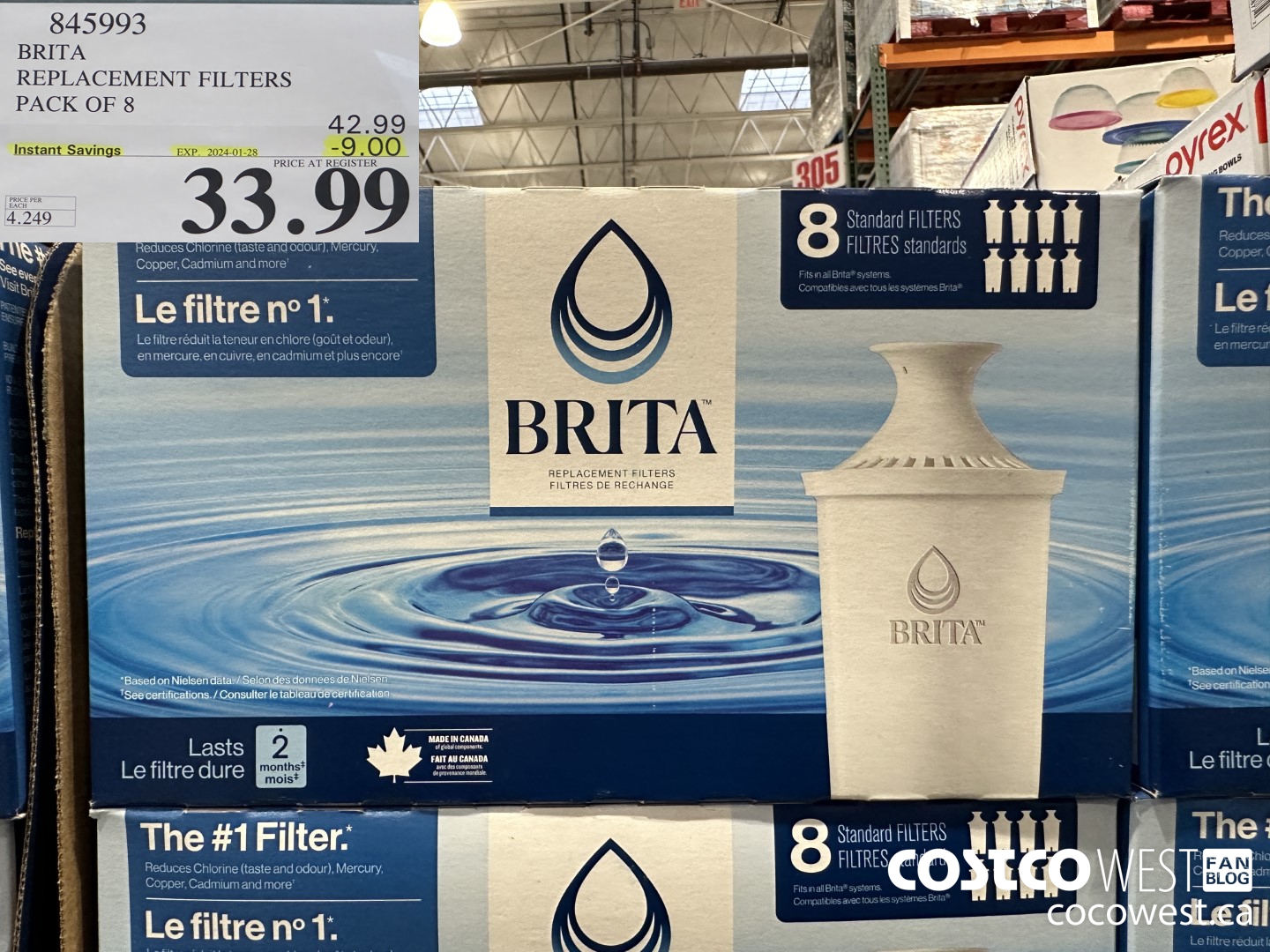 845993 BRITA REPLACEMENT FILTERS PACK OF 8 ($9.00 INSTANT SAVINGS EXPIRES ON 2024-01-28) $33.99