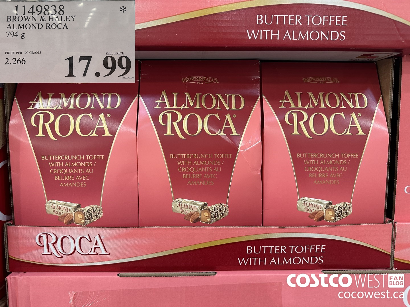 1149838 BROWN & HALEY ALMOND ROCA 794 G $17.99