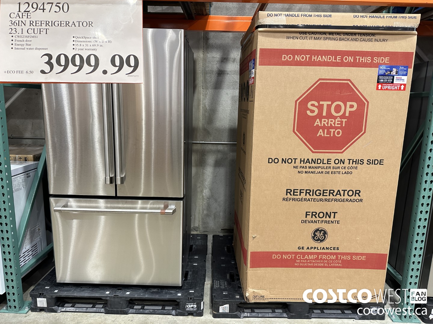 1294750 CAFE 36IN REFRIGERATOR 23.1 CUFT $3999.99